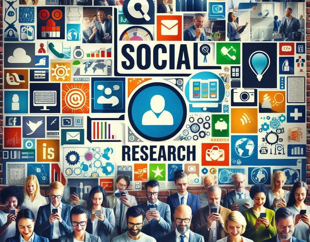 Global concept image showing social research surrounded by people representing human-focused data collection